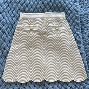 Sandro Cream Mini Skirt with Gold Accents